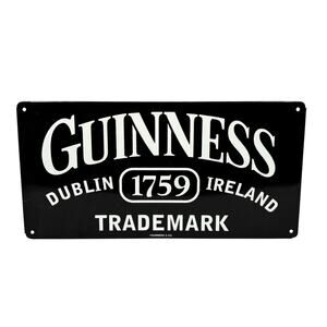 Guinness 1759 Dublin Ireland Black White 7" x 14" Rectangular Metal Bar Sign
